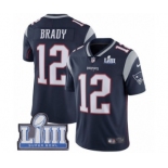 Men's Nike New England Patriots #12 Tom Brady Navy Blue Team Color Vapor Untouchable Limited Player Super Bowl LIII Bound NFL Jersey