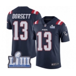 Men's Nike New England Patriots #13 Phillip Dorsett Limited Navy Blue Rush Vapor Untouchable Super Bowl LIII Bound NFL Jersey