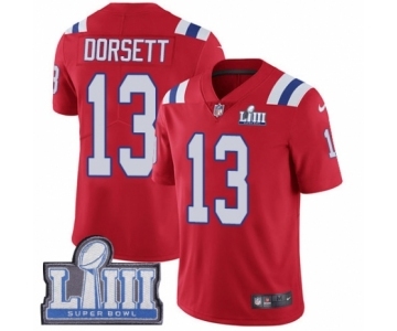 Men's Nike New England Patriots #13 Phillip Dorsett Red Alternate Vapor Untouchable Limited Player Super Bowl LIII Bound NFL Jersey