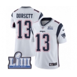 Men's Nike New England Patriots #13 Phillip Dorsett White Vapor Untouchable Limited Player Super Bowl LIII Bound NFL Jersey