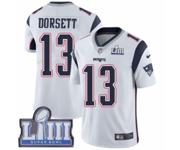 Men's Nike New England Patriots #13 Phillip Dorsett White Vapor Untouchable Limited Player Super Bowl LIII Bound NFL Jersey