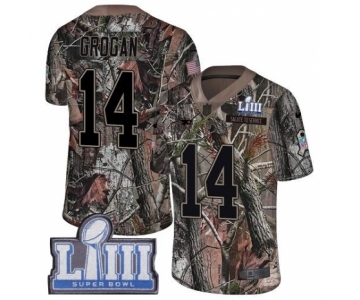 Men's Nike New England Patriots #14 Steve Grogan Camo Rush Realtree Limited Super Bowl LIII Bound NFL Jersey