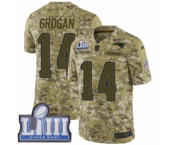 Men's Nike New England Patriots #14 Steve Grogan Limited Camo 2018 Salute to Service Super Bowl LIII Bound NFL Jersey