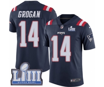 Men's Nike New England Patriots #14 Steve Grogan Limited Navy Blue Rush Vapor Untouchable Super Bowl LIII Bound NFL Jersey