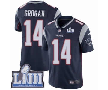 Men's Nike New England Patriots #14 Steve Grogan Navy Blue Team Color Vapor Untouchable Limited Player Super Bowl LIII Bound NFL Jersey