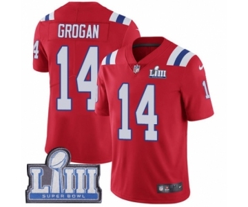 Men's Nike New England Patriots #14 Steve Grogan Red Alternate Vapor Untouchable Limited Player Super Bowl LIII Bound NFL Jersey