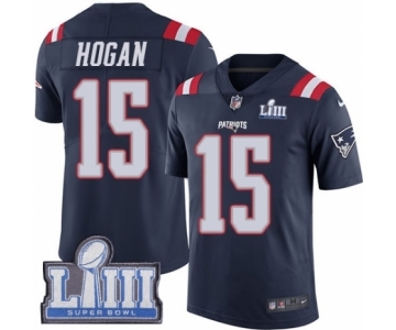 Men's Nike New England Patriots #15 Chris Hogan Limited Navy Blue Rush Vapor Untouchable Super Bowl LIII Bound NFL Jersey