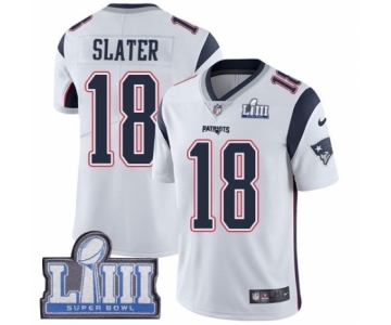 Men's Nike New England Patriots #18 Matthew Slater White Vapor Untouchable Limited Player Super Bowl LIII Bound NFL Jersey