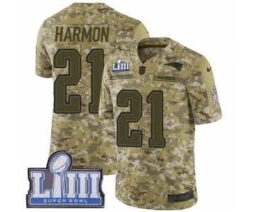 Men's Nike New England Patriots #21 Duron Harmon Limited Camo 2018 Salute to Service Super Bowl LIII Bound NFL Jersey