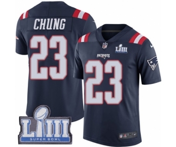 Men's Nike New England Patriots #23 Patrick Chung Limited Navy Blue Rush Vapor Untouchable Super Bowl LIII Bound NFL Jersey