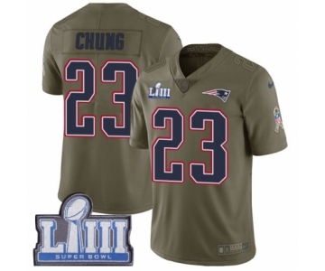 Men's Nike New England Patriots #23 Patrick Chung Limited Olive 2017 Salute to Service Super Bowl LIII Bound NFL Jersey