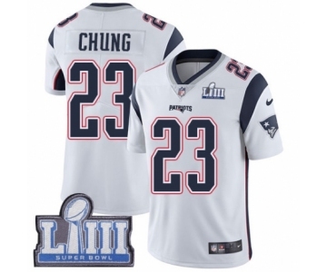 Men's Nike New England Patriots #23 Patrick Chung White Vapor Untouchable Limited Player Super Bowl LIII Bound NFL Jersey