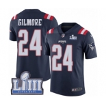 Men's Nike New England Patriots #24 Stephon Gilmore Limited Navy Blue Rush Vapor Untouchable Super Bowl LIII Bound NFL Jersey