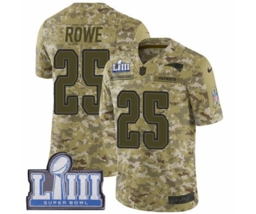 Men's Nike New England Patriots #25 Eric Rowe Limited Camo 2018 Salute to Service Super Bowl LIII Bound NFL Jersey