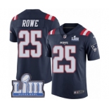 Men's Nike New England Patriots #25 Eric Rowe Limited Navy Blue Rush Vapor Untouchable Super Bowl LIII Bound NFL Jersey