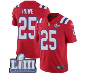 Men's Nike New England Patriots #25 Eric Rowe Red Alternate Vapor Untouchable Limited Player Super Bowl LIII Bound NFL Jersey