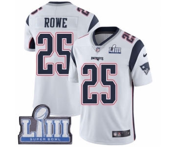 Men's Nike New England Patriots #25 Eric Rowe White Vapor Untouchable Limited Player Super Bowl LIII Bound NFL Jersey