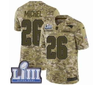 Men's Nike New England Patriots #26 Sony Michel Limited Camo 2018 Salute to Service Super Bowl LIII Bound NFL Jersey