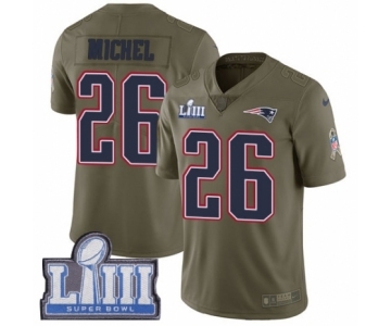 Men's Nike New England Patriots #26 Sony Michel Limited Olive 2017 Salute to Service Super Bowl LIII Bound NFL Jersey