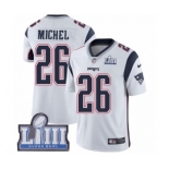 Men's Nike New England Patriots #26 Sony Michel White Vapor Untouchable Limited Player Super Bowl LIII Bound NFL Jersey