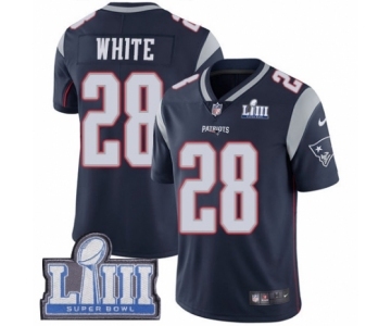 Men's Nike New England Patriots #28 James White Navy Blue Team Color Vapor Untouchable Limited Player Super Bowl LIII Bound NFL Jersey