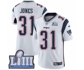 Men's Nike New England Patriots #31 Jonathan Jones White Vapor Untouchable Limited Player Super Bowl LIII Bound NFL Jersey