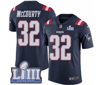 Men's Nike New England Patriots #32 Devin McCourty Limited Navy Blue Rush Vapor Untouchable Super Bowl LIII Bound NFL Jersey