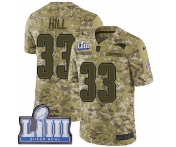 Men's Nike New England Patriots #33 Jeremy Hill Limited Camo 2018 Salute to Service Super Bowl LIII Bound NFL Jersey