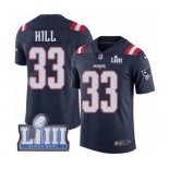 Men's Nike New England Patriots #33 Jeremy Hill Limited Navy Blue Rush Vapor Untouchable Super Bowl LIII Bound NFL Jersey