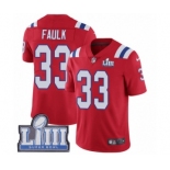 Men's Nike New England Patriots #33 Kevin Faulk Red Alternate Vapor Untouchable Limited Player Super Bowl LIII Bound NFL Jersey