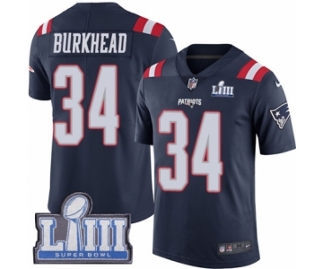 Men's Nike New England Patriots #34 Rex Burkhead Limited Navy Blue Rush Vapor Untouchable Super Bowl LIII Bound NFL Jersey