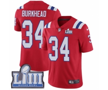 Men's Nike New England Patriots #34 Rex Burkhead Red Alternate Vapor Untouchable Limited Player Super Bowl LIII Bound NFL Jersey