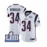 Men's Nike New England Patriots #34 Rex Burkhead White Vapor Untouchable Limited Player Super Bowl LIII Bound NFL Jersey