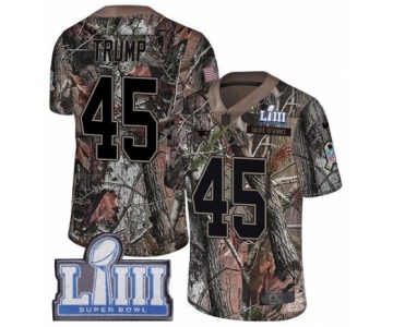 Men's Nike New England Patriots #45 Donald Trump Camo Rush Realtree Limited Super Bowl LIII Bound NFL Jersey