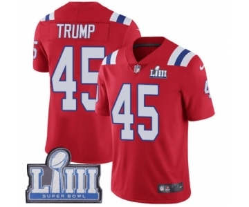 Men's Nike New England Patriots #45 Donald Trump Red Alternate Vapor Untouchable Limited Player Super Bowl LIII Bound NFL Jersey