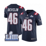 Men's Nike New England Patriots #46 James Develin Limited Navy Blue Rush Vapor Untouchable Super Bowl LIII Bound NFL Jersey