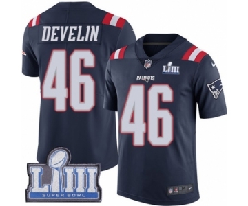 Men's Nike New England Patriots #46 James Develin Limited Navy Blue Rush Vapor Untouchable Super Bowl LIII Bound NFL Jersey