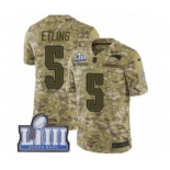 Men's Nike New England Patriots #5 Danny Etling Limited Camo 2018 Salute to Service Super Bowl LIII Bound NFL Jersey