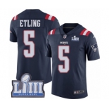 Men's Nike New England Patriots #5 Danny Etling Limited Navy Blue Rush Vapor Untouchable Super Bowl LIII Bound NFL Jersey