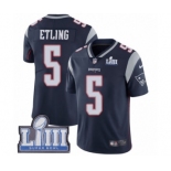 Men's Nike New England Patriots #5 Danny Etling Navy Blue Team Color Vapor Untouchable Limited Player Super Bowl LIII Bound NFL Jersey