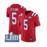 Men's Nike New England Patriots #5 Danny Etling Red Alternate Vapor Untouchable Limited Player Super Bowl LIII Bound NFL Jersey