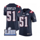 Men's Nike New England Patriots #51 Ja'Whaun Bentley Limited Navy Blue Rush Vapor Untouchable Super Bowl LIII Bound NFL Jersey