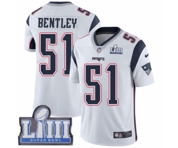 Men's Nike New England Patriots #51 Ja'Whaun Bentley White Vapor Untouchable Limited Player Super Bowl LIII Bound NFL Jersey