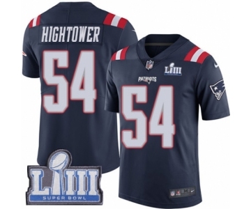 Men's Nike New England Patriots #54 Dont'a Hightower Limited Navy Blue Rush Vapor Untouchable Super Bowl LIII Bound NFL Jersey