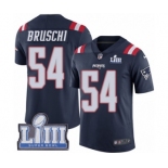 Men's Nike New England Patriots #54 Tedy Bruschi Limited Navy Blue Rush Vapor Untouchable Super Bowl LIII Bound NFL Jersey