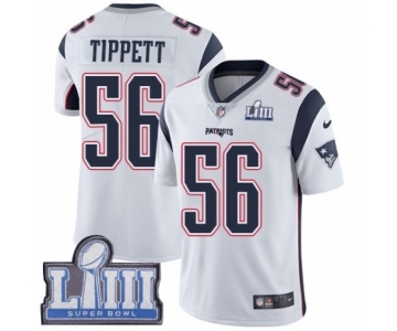 Men's Nike New England Patriots #56 Andre Tippett White Vapor Untouchable Limited Player Super Bowl LIII Bound NFL Jersey