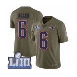 Men's Nike New England Patriots #6 Ryan Allen Limited Olive 2017 Salute to Service Super Bowl LIII Bound NFL Jersey