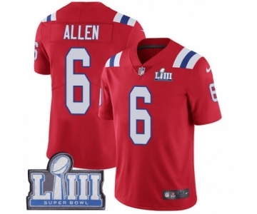 Men's Nike New England Patriots #6 Ryan Allen Red Alternate Vapor Untouchable Limited Player Super Bowl LIII Bound NFL Jersey