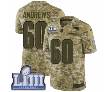 Men's Nike New England Patriots #60 David Andrews Limited Camo 2018 Salute to Service Super Bowl LIII Bound NFL Jersey