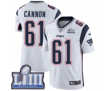 Men's Nike New England Patriots #61 Marcus Cannon White Vapor Untouchable Limited Player Super Bowl LIII Bound NFL Jersey